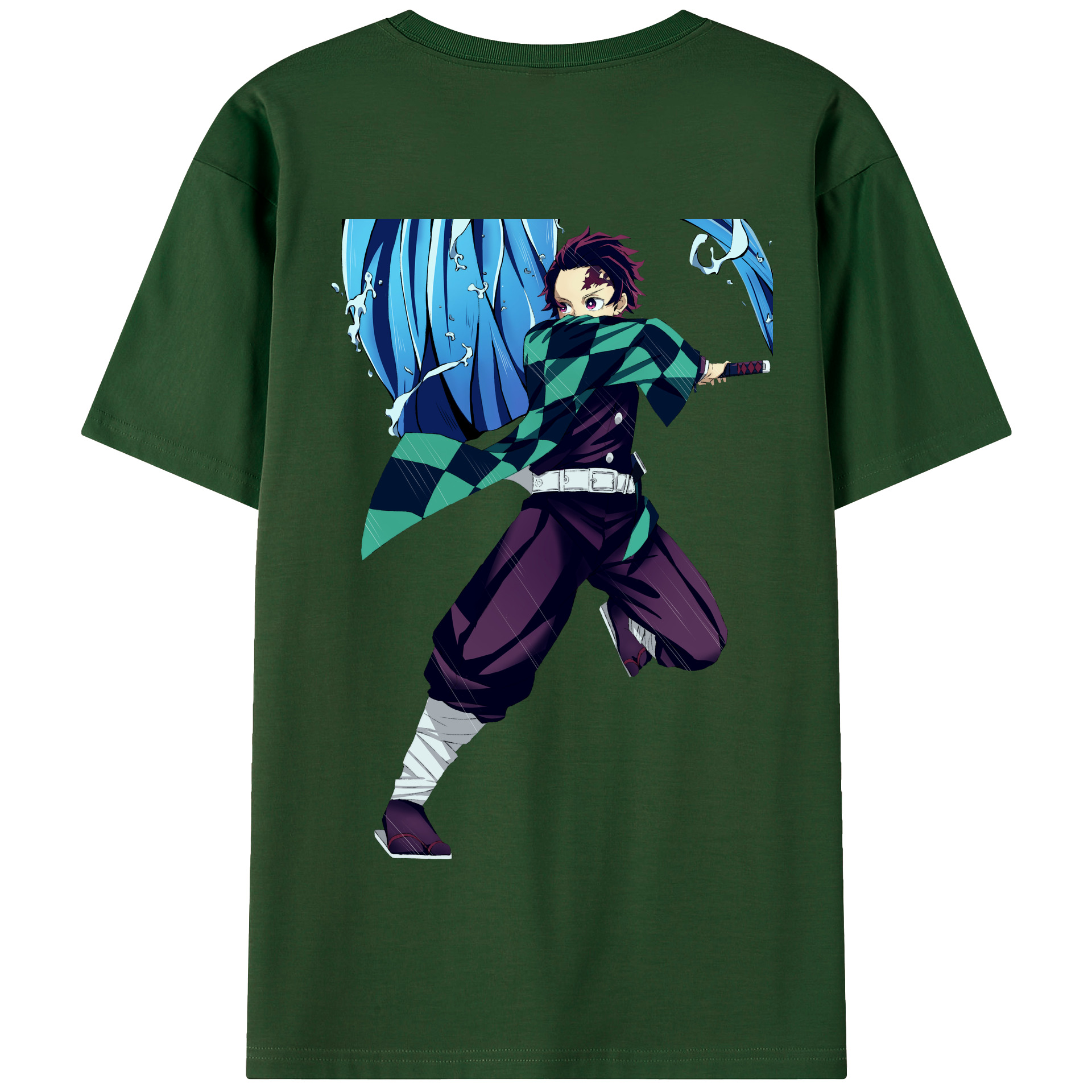 （画像用） 鬼滅の刃 竈門 炭治郎／かまど たんじろう Kamado Tanjirou 綿100％半袖Tシャツ（背面プリント）